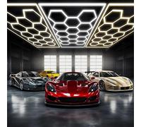 Widuc Luces LED hexagonales, luz hexagonal para garaje con 3 temperaturas de color: 6500 K/4500 K/3000 K, iluminación LED de aluminio para garajes, gimnasios, peluquerías