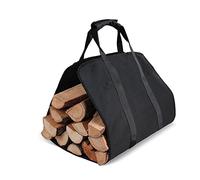 Widybord 1 bolsa de lona para acampar al aire libre, bolsa de almacenamiento de leña, estilo de mano, Black, 41 x 31 x 23cm