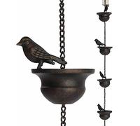Widybord 1 cadena de lluvia móvil para pájaros, decoración al aire libre, cadena colgante de pájaros en tazas, cadena de lluvia de metal