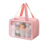 Widybord 1 de PVC translúcido Mate con asa práctica para Maquillaje, Organizador de cosméticos, diseño con separación húmeda y, Color Rosa, Pink