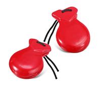 Widybord 1 par de castañuelas españolas castañuelas flamencas con cuerda de aproximadamente 8,8 x 6,5 x 3 cm Castañuelas de percusión manual de madera tradicionales (rojo)