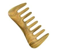 Widybord 1 peine verde de dientes anchos, peine de madera natural para cabello rizado, sin estática para desenredar el peine de masaje