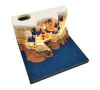 Widybord 1 pieza castillo bloc de notas 3D calendario 2024 bloc de notas ornamentos castillo notas papel papelería accesorios regalo con luces