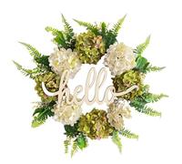 Widybord 1 piezas corona de hortensia hecha a mano verde blanco artificial verano granja corona flores florales como se muestra 40x40 cm decoraciones para puerta de entrada