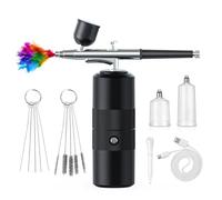 Widybord 1 Set de inyectores de oxígeno de plástico negro, aerógrafo portátil para pintura de arte de uñas, compresor de aire, niebla de nano, vaporizador de manicura DIY, pulverizador de pastel