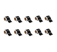 Widybord 10 rollos de etiquetas de tabla, etiqueta autoadhesiva negra impermeable, rollo de 300 pegatinas para bandejas de almacenamiento, botella, oficina, fácil de usar, aproximadamente 5,5 x