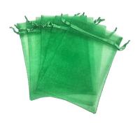 Widybord 100 bolsas de hilo perlado, bolsas de organza, bolsas de regalo de dulces de Navidad, color verde, 15 x 20 cm