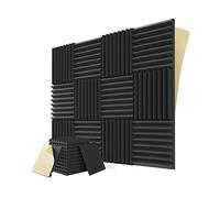 Widybord 12 paneles acústicos autoadhesivos, paneles de espuma a prueba de sonido de 1 x 12 x 12 pulgadas, para estudio musical, sala de juegos, dormitorio (negro)