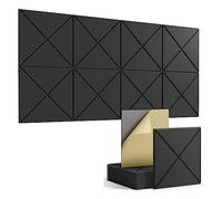 Widybord 16 paneles acústicos autoadhesivos, paneles cuadrados de espuma a prueba de sonido, paneles de pared insonorizados de alta densidad de 12 x 12 x 0.4 pulgadas, color negro