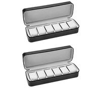 Widybord 2 unidades 6 ranuras para reloj portátil de viaje con cremallera para coleccionista Storage Jewelry Storage Box Watch Organizador Box (negro)