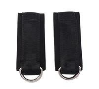 Widybord 2 unidades equipo de fitness gimnasio correa de tobillo acolchada doble anillo en D ajustable tobillo peso pierna entrenamiento soporte soporte negro