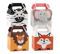 Widybord 20 bolsas de fiesta de animales, bolsas de regalo de papel, pequeñas bolsas de papel para fiestas infantiles, 4 fiestas de cumpleaños temáticas de