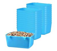 Widybord 20 tazas de jaula de 18 onzas, comedero de palomas de plástico, jaulas de pájaros, comedero colgante de conejo, color azul, duradero, fácil de usar