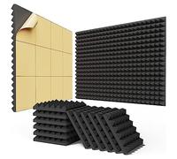 Widybord 24 paneles de espuma autoadhesivos a prueba de sonido de 2 x 12 x 12 pulgadas, paneles acústicos de expansión rápida, paneles de pared insonorizados con diseño piramidal