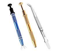 Widybord 3 piezas Piercing Ball -Tool 2 Pack 4 Garra Herramienta de recogida de Joyero y 1 Pack Pinzas para depilar de Joyero de acero inoxidable