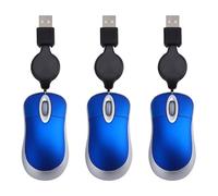 Widybord 3 piezas ratón con cable ratón retráctil ratón con cable mini ratón óptico USB ratón con cable para ordenador portátil PC fácil instalación