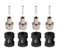 Widybord 4 piezas adaptador de accionamiento de cubo de rueda hexagonal de 12 mm acoplador de combinación de extensión de 15 mm para coche 1/10 RC Chenille SCX10 D90, negro