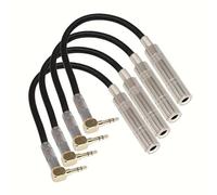 Widybord 4 piezas conector adaptador de audio estéreo de ángulo recto 3,5 mm macho a 6,35 mm chapado en oro para extensión y conversión de cable