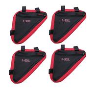 Widybord 4 Piezas Serías Bolsa de Tres Esquinas de Bicicleta Bolsa de Sillín de Bicicleta Impermeable Bolsa de Sillín de Bicicleta al Aire Libre Marco de Tubo (Rojo)