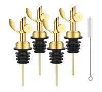 Widybord 4 piezas Versores de botella de acero inoxidable, caño dispensador de oliva con cierre automático, función de giro automático, boquillas de licor dorado duraderas