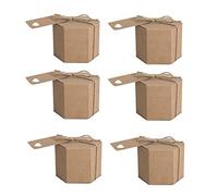 Widybord 50 cajas de dulces de papel kraft, caja de regalo hexagonal de cartón para caramelos, con cordel y etiqueta, suministros para fiestas de boda
