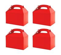 Widybord 50 cajas de dulces para fiestas, cajas de dulces blancas con asa, bolsas de regalo de galletas de papel, cajas de gable, color rojo