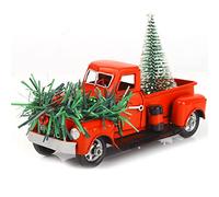 Widybord 6.7 Pulgadas Camión Rojo Vintage Decoración de Navidad Modelo de Coche Camión de Metal Rojo Hecho a Mano para Decoración de Navidad,A