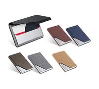 Widybord 6 soportes para tarjetas de visita con magnético de piel sintética de acero inoxidable para tarjetas de visita rígidas, multicolor
