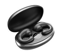 Widybord Auriculares sin clip de oído, auriculares Bluetooth de conducción, funciona en teléfonos inteligentes, auriculares de música, negro,