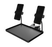 Widybord - Bandeja de soporte de micrófono 2 en 1 con 2 soportes para teléfono, soporte de pinza ajustable, estante de bandeja de soporte de micro-tipo para concierto en estudio