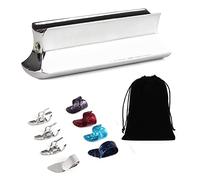 Widybord Barra de tono deslizante para guitarra Dobro, guitarra de regazo, guitarra hawaiana, guitarra eléctrica con celuloide + púas de pulgar y dedo