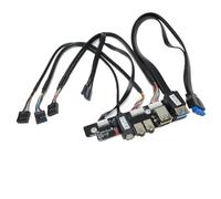 Widybord Cable de panel de chasis extensión de placa base 19 pines 9 pines a tipo C 2 puertos USB 2.0 3.0 HD Audio Cable interruptor de alimentación 3,5 mm
