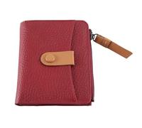Widybord Cartera corta para mujer, tarjetero, con cremallera, para exteriores, duradera, burdeos
