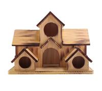 Widybord Casa de pájaros de madera colgante para exteriores, 6 agujeros, decoración de patio trasero
