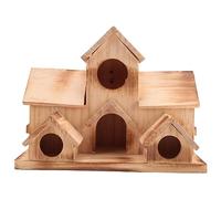 Widybord Casa para pájaros para colgar en el exterior, 6 agujeros, hecha a mano, natural