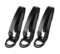 Widybord - Cinturón de servicio para llavero, color negro, cinturón de servicio, llavero, clip de llave de liberación y llavero táctico de acero inoxidable con 6 llaveros extraíbles