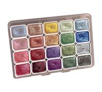 Widybord Conjunto de pintura de acuarela de 20 colores, piezas de repuesto, conjunto de pintura de acuarela metálica, caja de pintura sólida de acuarela con lentejuelas (1ML-A)