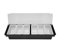 Widybord Contenedor de condimentos enfriado por hielo, bandeja de guarnición fría para el trabajo en casa o restaurante, caja de condimentos de seis rejillas