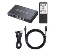 Widybord - Convertidor de audio digital a analógico, con mando a distancia IR Toslink digital coaxial a adaptador de audio estéreo analógico, 3,5 mm 192 KHz 24 bits