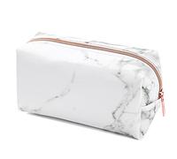 Widybord Estuche de maquillaje de poliuretano con cremallera dorada para niñas, mujeres y adolescentes, y rosa