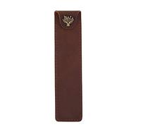Widybord Estuche de piel auténtica con botón a presión para bolígrafo, color marrón, Brown