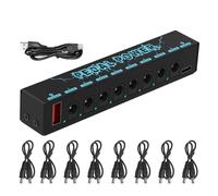 Widybord Fuente de alimentación de pedales de guitarra de 5 V con salidas de 8 vías, portátil, duradera, fuente de alimentación para efectos de guitarras, fuente de alimentación duradera