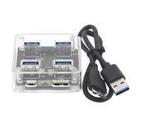 Widybord Hub USB 3.0 de 4 puertos de expansión libre con interfaz de fuente de alimentación, transmisión de alta velocidad de 5 Gbps con cable de datos de 50 cm
