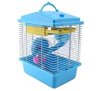 Widybord Jaula para mascotas con tragaluz transparente, casa de doble capa para mascotas doradas, azul