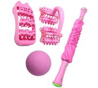Widybord - Juego de 4 masajeadores de rodillos para el cuidado del cuerpo, favorece la cintura del cuello, masajeador de circulación de rodillos (rosa)