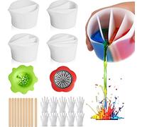 Widybord - Juego de 4 vasos divididos para verter pintura reutilizable de silicona con separador para la fabricación de bricolaje