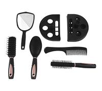 Widybord Juego de 5 cepillos de pelo para mujeres y mujeres, cepillo de masaje con espejo y soporte, color rosa