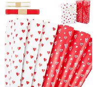Widybord Juego de 6 hojas de papel de regalo de corazón para el día de San Valentín, aniversario de boda, 70 cm x 50 cm