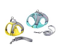 Widybord Juego de correa de arnés para perro pequeño, ajustable, chaleco para cachorros, bulldog pug, correa de plomo duradera para caminar al aire libre
