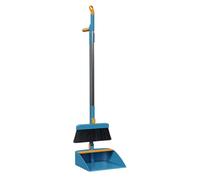 Widybord Juego de Escoba giratoria de 180 Grados y recogedor de Escoba Plegable, Juego de recogedor para el hogar, combinación de plástico Azul + Acero Inoxidable con Kit de Limpieza ergonómico